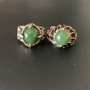 Silver rings with jade center stone